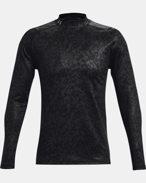 Men's ColdGear® Infrared Printed Long Sleeve Golf Mock, Black, pdpMainDesktop image number 6